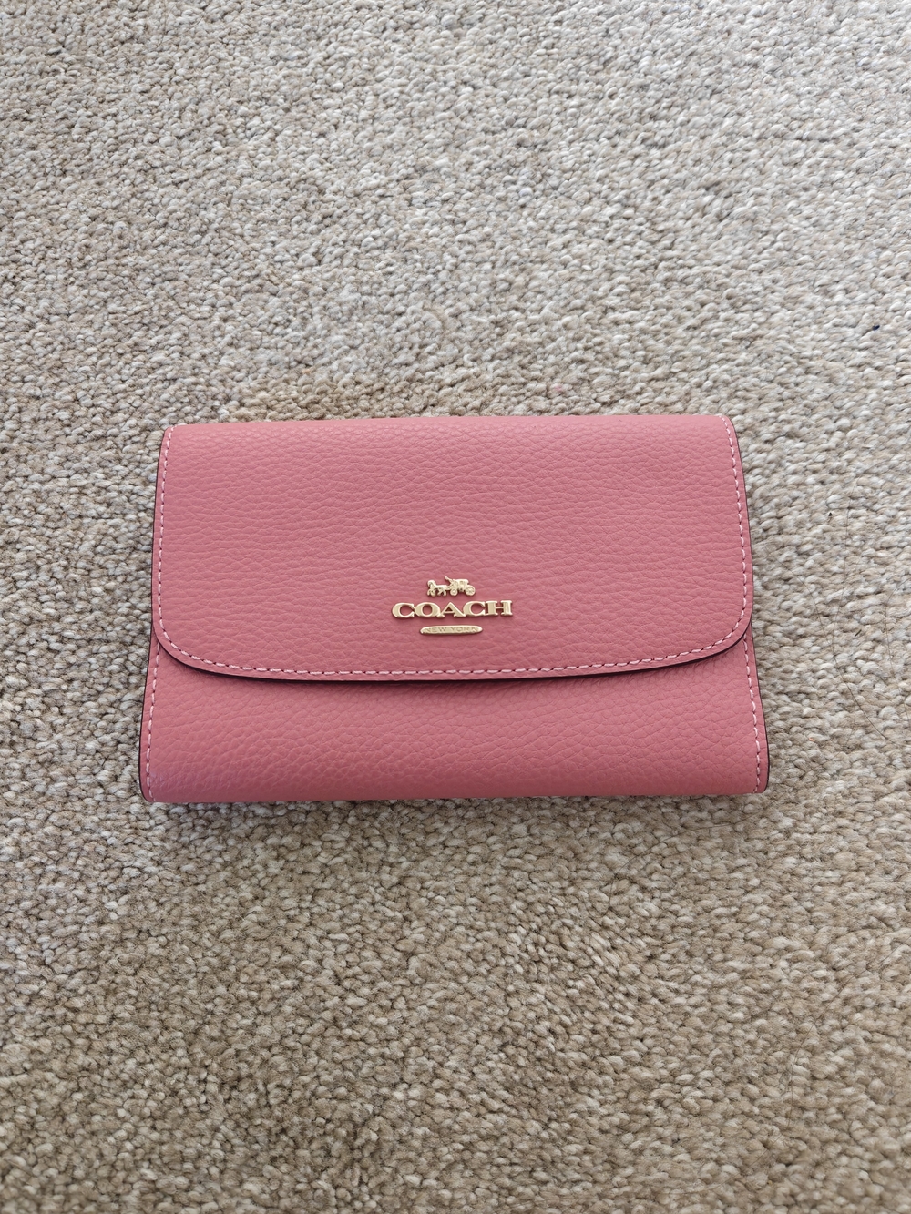 COACH Pebbled Leather Wallet - Rose Pink